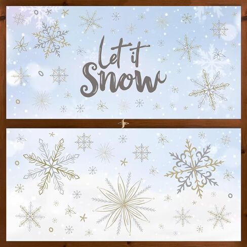 Horaldaily 212 PCS Christmas Window Cling Sticker, Brief Strokes Snow for Home Party Supplies Shop Window Glass Display Decoration in Saudi Arabia