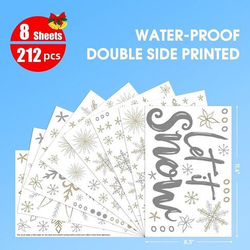 Horaldaily 212 PCS Christmas Window Cling Sticker, Brief Strokes Snow for Home Party Supplies Shop Window Glass Display Decoration in Saudi Arabia