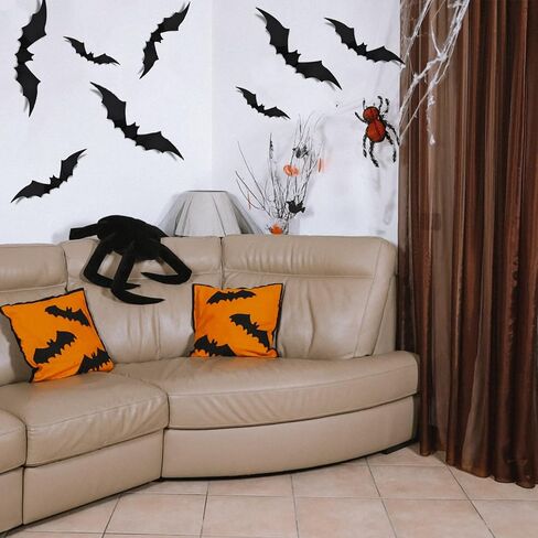 288 Pcs Halloween Decorations 3D Bats, Halloween Decorations Outdoor Indoor, 4 Different Sizes Halloween Decor Wall Decal Stickers, Bats Halloween Decoration for Bedroom Scary Bats for Halloween Party in Kuwait
