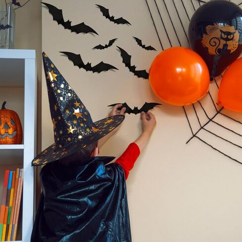 288 Pcs Halloween Decorations 3D Bats, Halloween Decorations Outdoor Indoor, 4 Different Sizes Halloween Decor Wall Decal Stickers, Bats Halloween Decoration for Bedroom Scary Bats for Halloween Party in Kuwait