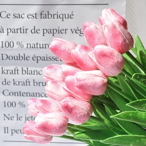 10pcs Large Artificial Tulips Real Touch Tulips Silk Fake Tulip Artificial Flowers 18.9 Inches Long Stem Large Flower Decor for Home Party Wedding Party Decoration (Light Pink) in Saudi Arabia