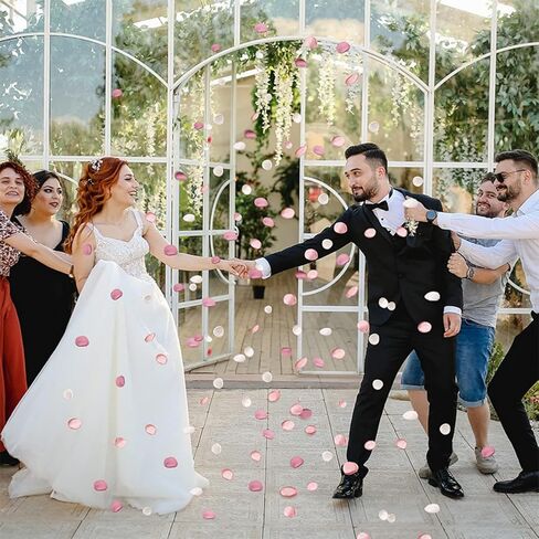 400 قطعة من بتلات الورود الحريرية لتزيين حفلات الزفاف، بتلات زهور بيضاء مختلطة بلون زهري بلش لحفلات الزفاف وزينة طاولة الاستقبال/المشي، بتلات زهور كبيرة للممر وحفلات ما قبل الزفاف in Kuwait