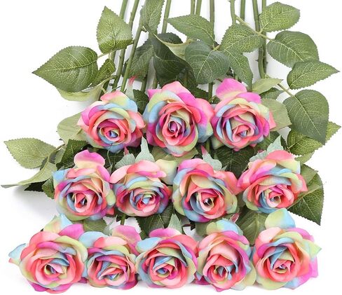 IPOPU 12 Pcs Black Roses Artificial Flowers Black Party Decorations Fake Black Roses Silk Flowers Faux Roses Flowers Petal Floral for Home Wedding Party Shop Garden Bridal Decorations DIY (Black) in Kuwait