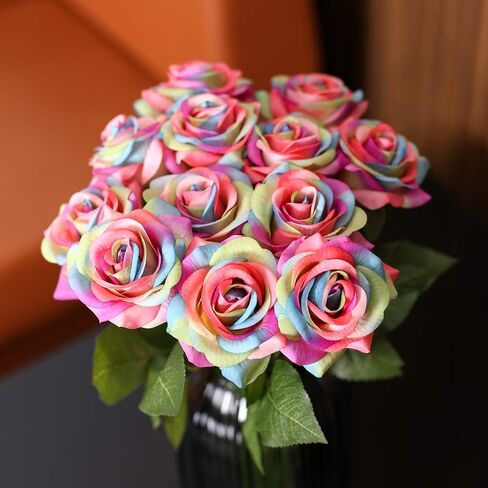 IPOPU 12 Pcs Black Roses Artificial Flowers Black Party Decorations Fake Black Roses Silk Flowers Faux Roses Flowers Petal Floral for Home Wedding Party Shop Garden Bridal Decorations DIY (Black) in Kuwait