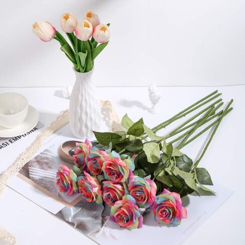 IPOPU 12 Pcs Black Roses Artificial Flowers Black Party Decorations Fake Black Roses Silk Flowers Faux Roses Flowers Petal Floral for Home Wedding Party Shop Garden Bridal Decorations DIY (Black) in Kuwait