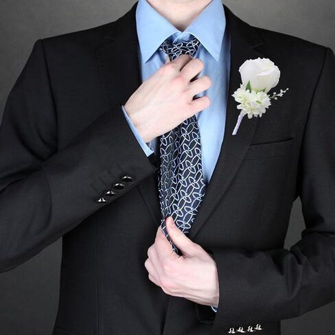 WeddingBobDIY زهرة اصطناعية وهمية العروة العروة العريس وصيف أفضل رجل روز زهور الزفاف اكسسوارات حفلة موسيقية البدلة الديكور الأبيض in Kuwait