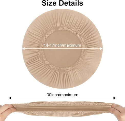 Bar Stool Covers Round, 2 Pcs Stool Slipcovers High Elastic, Circle Chair Covers, Soft & Easy to Clean Chair Seat Cushion Slipcovers Fit for Stool of Dia 11-14 Inch (Beige) in Kuwait