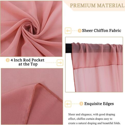 Chiffon Backdrop Curtain 2 Panels 29x84 Inches Royal Blue Curtains for Weddings Sheer Drapes for Backdrop Chiffon Curtain Drapery for Beach Wedding Arch Draping Fabric for Birthday Party Decor in Kuwait