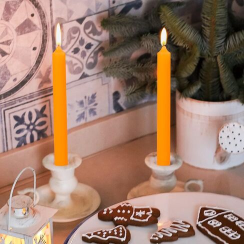 8 inch Taper Candles-Set of 4 Tapered Candle, Tall Candlesticks,Dripless and Smokeless,Home Dinner candle, Party, Wedding, Halloween, Christmas Candles (8 inch, Orange) in Saudi Arabia
