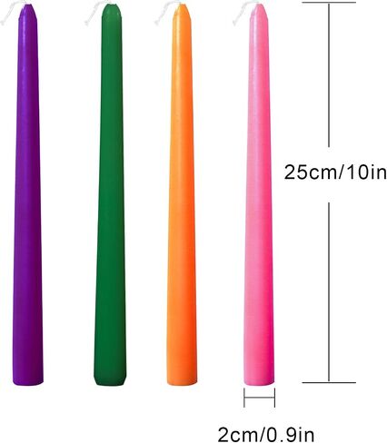 8 inch Taper Candles-Set of 4 Tapered Candle, Tall Candlesticks,Dripless and Smokeless,Home Dinner candle, Party, Wedding, Halloween, Christmas Candles (8 inch, Orange) in Kuwait