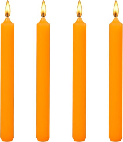 8 inch Taper Candles-Set of 4 Tapered Candle, Tall Candlesticks,Dripless and Smokeless,Home Dinner candle, Party, Wedding, Halloween, Christmas Candles (8 inch, Orange) in Saudi Arabia