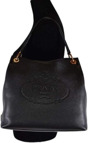 Prada Women's Vitello Daino Black Leather Satchel Bag Handbag 1BC051 in Kuwait