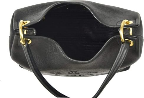 Prada Women's Vitello Daino Black Leather Satchel Bag Handbag 1BC051 in Kuwait