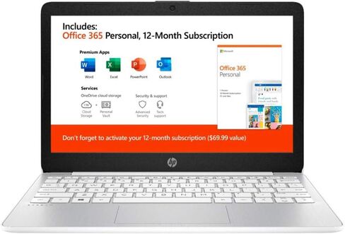 2021 Newest HP Stream 11.6 Inch Laptop, Intel Celeron N4000 up to 2.6 GHz, 4GB RAM, 32GB eMMC, WiFi, Bluetooth, HDMI, Webcam, Win 10 S, White + NexiGo 128GB MicroSD Card Bundle in Saudi Arabia