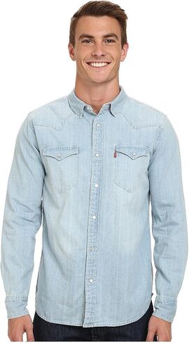 Levi's Men's Standard Barstow Denim Western Snap-Up Shirt in Saudi Arabia
