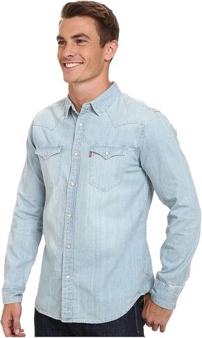 Levi's Men's Standard Barstow Denim Western Snap-Up Shirt in Saudi Arabia