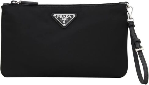 Prada Black Tessuto Nylon Pouch Case Clutch w Silver Prada Logo 1NH545, Small in Saudi Arabia