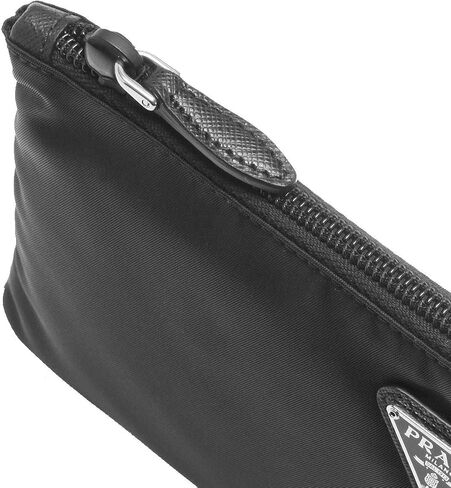Prada Black Tessuto Nylon Pouch Case Clutch w Silver Prada Logo 1NH545, Small in Saudi Arabia