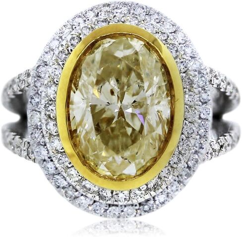 4.02ct Oval Fancy Light Yellow Diamond Engagement Ring in Kuwait