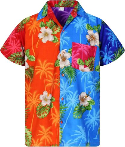 V.H.O. Funky Hawaiian Shirt for Men Shortsleeve Front-Pocket Casual Button Down Small Flower in Kuwait