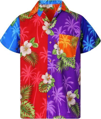 V.H.O. Funky Hawaiian Shirt for Men Shortsleeve Front-Pocket Casual Button Down Small Flower in Kuwait