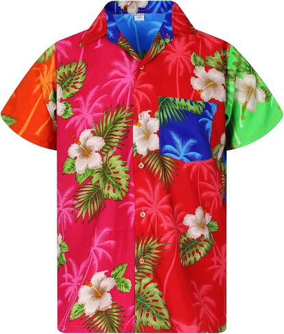 V.H.O. Funky Hawaiian Shirt for Men Shortsleeve Front-Pocket Casual Button Down Small Flower in Kuwait