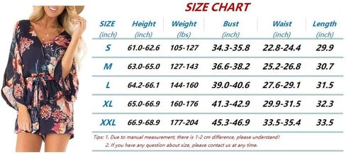 Bonkwa Women's Summer Rompers V Neck Floral Print Casual Romper High Waist Belt Long Baggy Sleeves Loose Short Jumpsuits in Kuwait