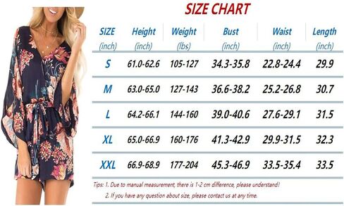 Bonkwa Women's Summer Rompers V Neck Floral Print Casual Romper High Waist Belt Long Baggy Sleeves Loose Short Jumpsuits in Kuwait