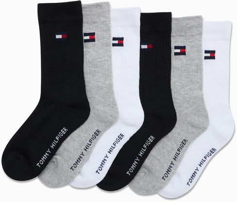 Tommy Hilfiger Unisex Kids' Athletic Socks - Cushioned Crew Socks (6 Pack) in Saudi Arabia