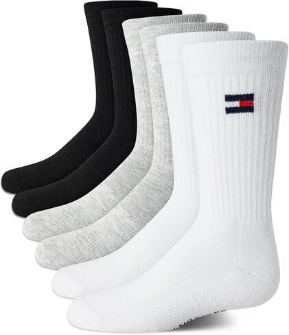 Tommy Hilfiger Unisex Kids' Athletic Socks - Cushioned Crew Socks (6 Pack) in Saudi Arabia