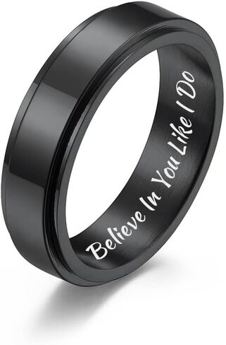 QINGDUO Believe in You Like I Do Spinner Ring for Women Men Anxiety Relief - 6MM Stainless Steel High Polished Spinner Fidget Ring Stress Relief Rings Gift for Graduation Wedding,Size 5-12 in Saudi Arabia