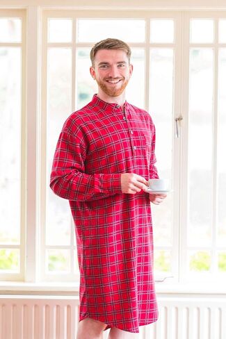قميص نوم رجالي من Lee Valley مصنوع من القطن الأيرلندي الأصلي (صغير، LV27 Red Tartan) in Kuwait
