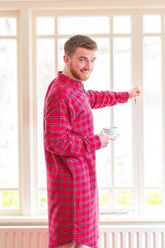 قميص نوم رجالي من Lee Valley مصنوع من القطن الأيرلندي الأصلي (صغير، LV27 Red Tartan) in Kuwait