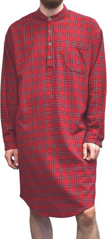 قميص نوم رجالي من Lee Valley مصنوع من القطن الأيرلندي الأصلي (صغير، LV27 Red Tartan) in Kuwait