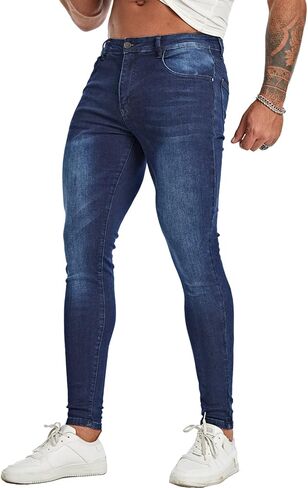 FIILIMER Men's Super Skinny Stretch Tapered Leg Slim Fit Ripped Distressed Jeans in Saudi Arabia