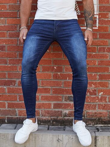 FIILIMER Men's Super Skinny Stretch Tapered Leg Slim Fit Ripped Distressed Jeans in Saudi Arabia