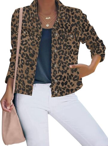 luvamia Women's Basic Button Down Stretch Fitted Long Sleeves Denim Jean Jacket in Saudi Arabia