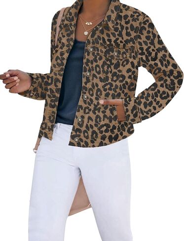luvamia Women's Basic Button Down Stretch Fitted Long Sleeves Denim Jean Jacket in Saudi Arabia