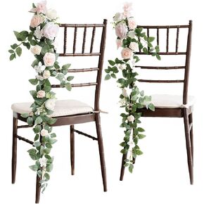 Ling's Moment 10pcs Wedding Chair Decorations Aisle Floral Swag Artificial Pew Flowers Hanging Garland Blush Pink & Cream For Ceremony Reception Church Rose Floral Faux Arrangement Party Outdoor Decor in Kuwait
