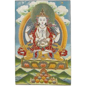 ZenBless Silk Embroidery Tibetan Thangka with Kashgari Buddha Wall Hanging for Home Décor Tapestry Meditation in Kuwait