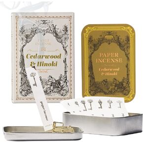 Paper Incense - 48pcs with Vintage Tin Case, Housewarming Gift for New Home Scented, Quick Usage & Long-Lasting Fragrance, Eliminating Bathroom, Kitchen, Pet Odors - Amber Brown in Saudi Arabia