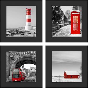 Black 4x4 Picture Frames Set of 4 Solid Wood Photo Frames for Wall and Tabletop Photo Frame