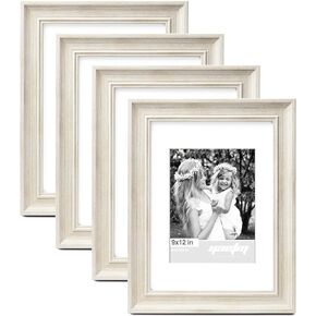 إطار صور Yaetm مقاس 8 × 10 مطفي إلى 5 × 7 مجموعة من 4 قوالب عريضة مقاس 1.4 بوصة وإطارات صور بنية داكنة مع زجاج مقسى عالي الدقة، وعرض على سطح الطاولة والتركيب على الحائط (4 عبوات، بني)