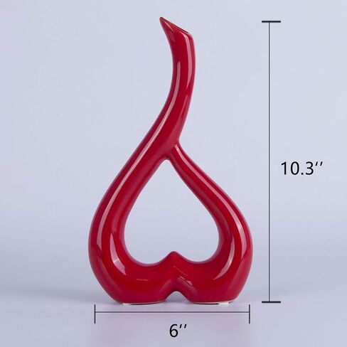 VanEnjoy 10 inches Heart Shaped Black Ceramic Vase Statues, Decorative Vase Home Decoration Furnishing Pottery in Kuwait