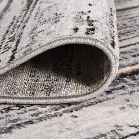 JONATHAN Y SOR200A-8 Loom Modern Strie' سجادة داخلية مخططة سادة كاجوال انتقالية سهلة التنظيف لغرفة النوم وغرفة المعيشة والمطبخ غير متساقطة، 8 أقدام × 10 أقدام، رمادي/أسود in Kuwait