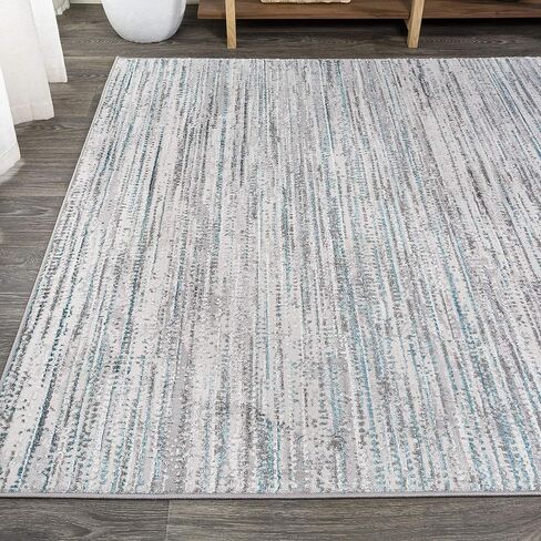 JONATHAN Y SOR200A-8 Loom Modern Strie' سجادة داخلية مخططة سادة كاجوال انتقالية سهلة التنظيف لغرفة النوم وغرفة المعيشة والمطبخ غير متساقطة، 8 أقدام × 10 أقدام، رمادي/أسود in Kuwait