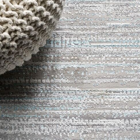 JONATHAN Y SOR200A-8 Loom Modern Strie' سجادة داخلية مخططة سادة كاجوال انتقالية سهلة التنظيف لغرفة النوم وغرفة المعيشة والمطبخ غير متساقطة، 8 أقدام × 10 أقدام، رمادي/أسود in Kuwait