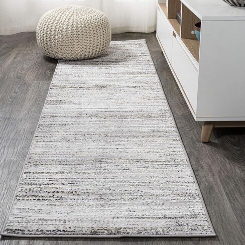 JONATHAN Y SOR200A-8 Loom Modern Strie' سجادة داخلية مخططة سادة كاجوال انتقالية سهلة التنظيف لغرفة النوم وغرفة المعيشة والمطبخ غير متساقطة، 8 أقدام × 10 أقدام، رمادي/أسود in Kuwait