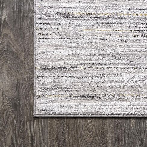 JONATHAN Y SOR200A-8 Loom Modern Strie' سجادة داخلية مخططة سادة كاجوال انتقالية سهلة التنظيف لغرفة النوم وغرفة المعيشة والمطبخ غير متساقطة، 8 أقدام × 10 أقدام، رمادي/أسود in Kuwait