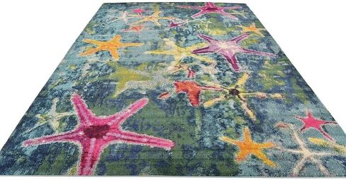 Unique Loom Positano Collection Coastal Modern Bright Colors Starfish Navy Blue Area Rug (8' x 10') in Kuwait